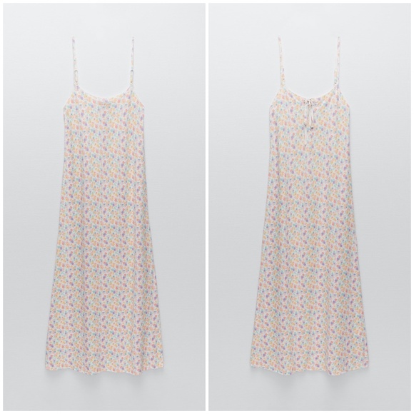 NWOT Zara Knit Floral Print Midi Dress Large - Picture 2 of 16